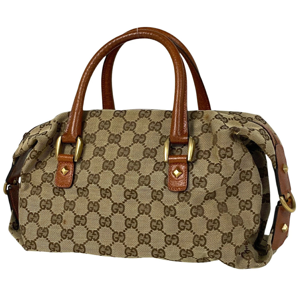 Gucci GG handbag studded canvas brown